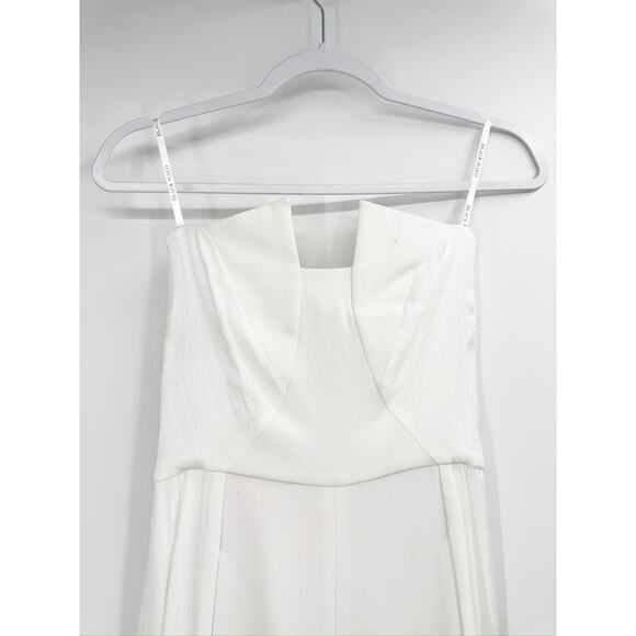 Black Halo Lena Strapless White Wide Leg Jumpsuit Size 6 - Picture 4 of 7